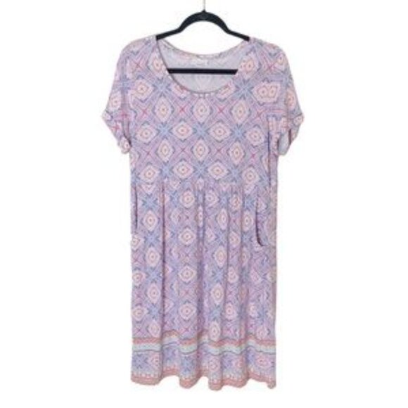 J. Jill Geometric Print Short Sleeve Dress - Picture 1 of 7